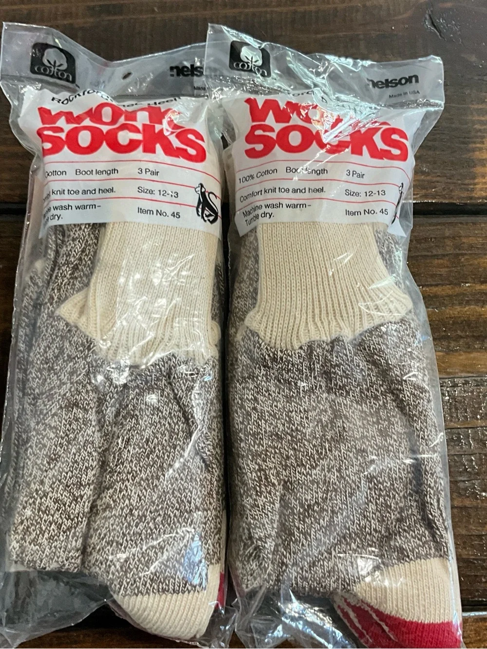 Vintage 3 pack Nelson Red Heel Work Socks Size 12-13 NOS Sock Monkey Elephant
